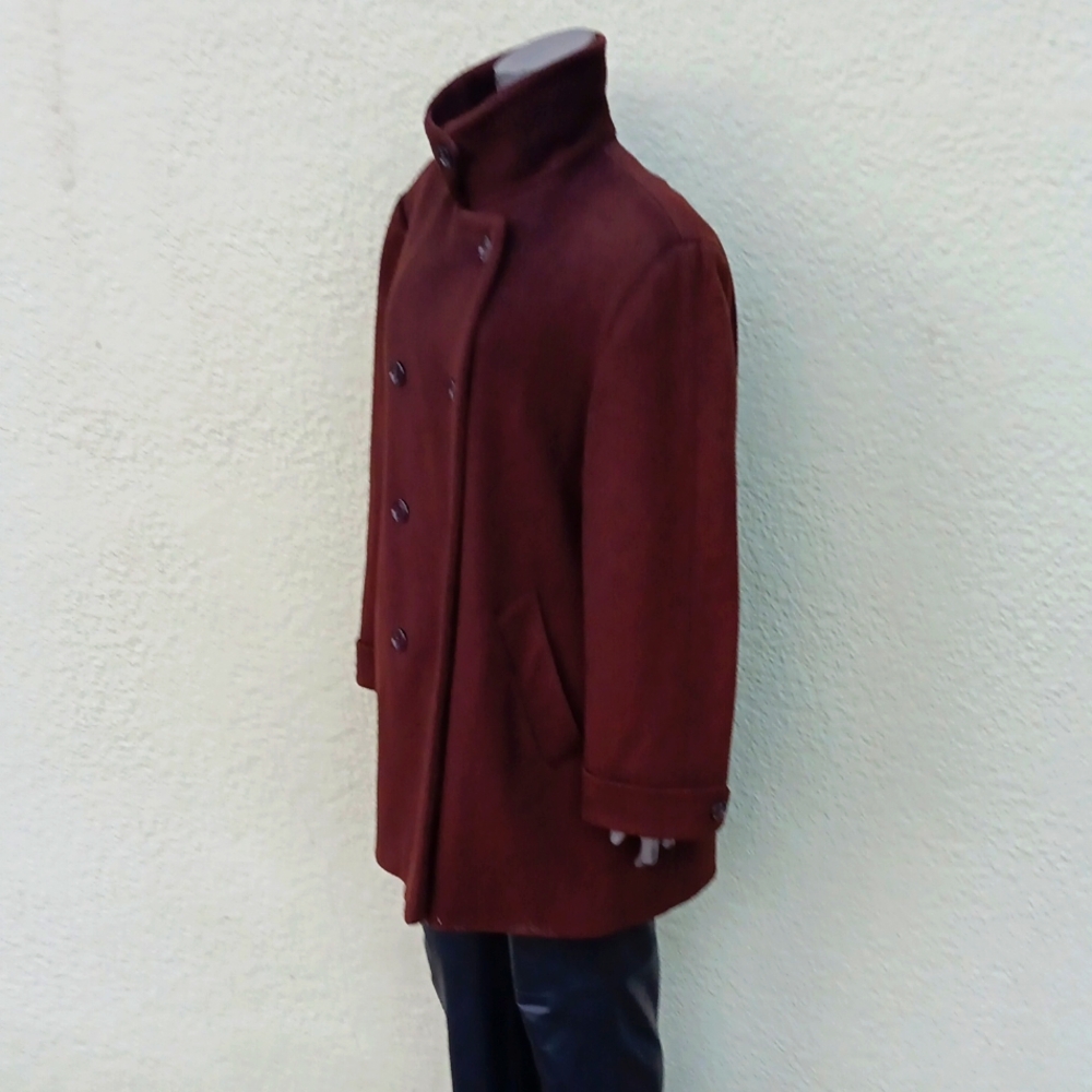 Larry Levine Ladies Vintage Pure Wool Double Breasted Pea Coat with Wide Lapels - Picture 2 of 16